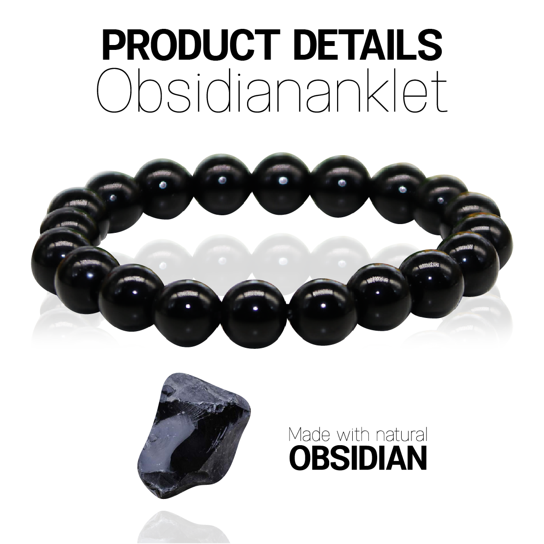 đ„đ„AntiSwelling Black Obsidian SlimmingAnklet