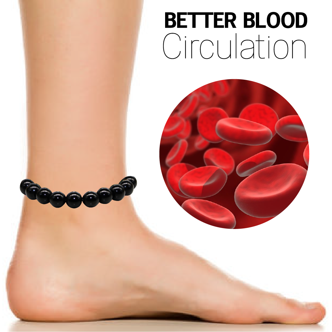 đ„đ„AntiSwelling Black Obsidian SlimmingAnklet