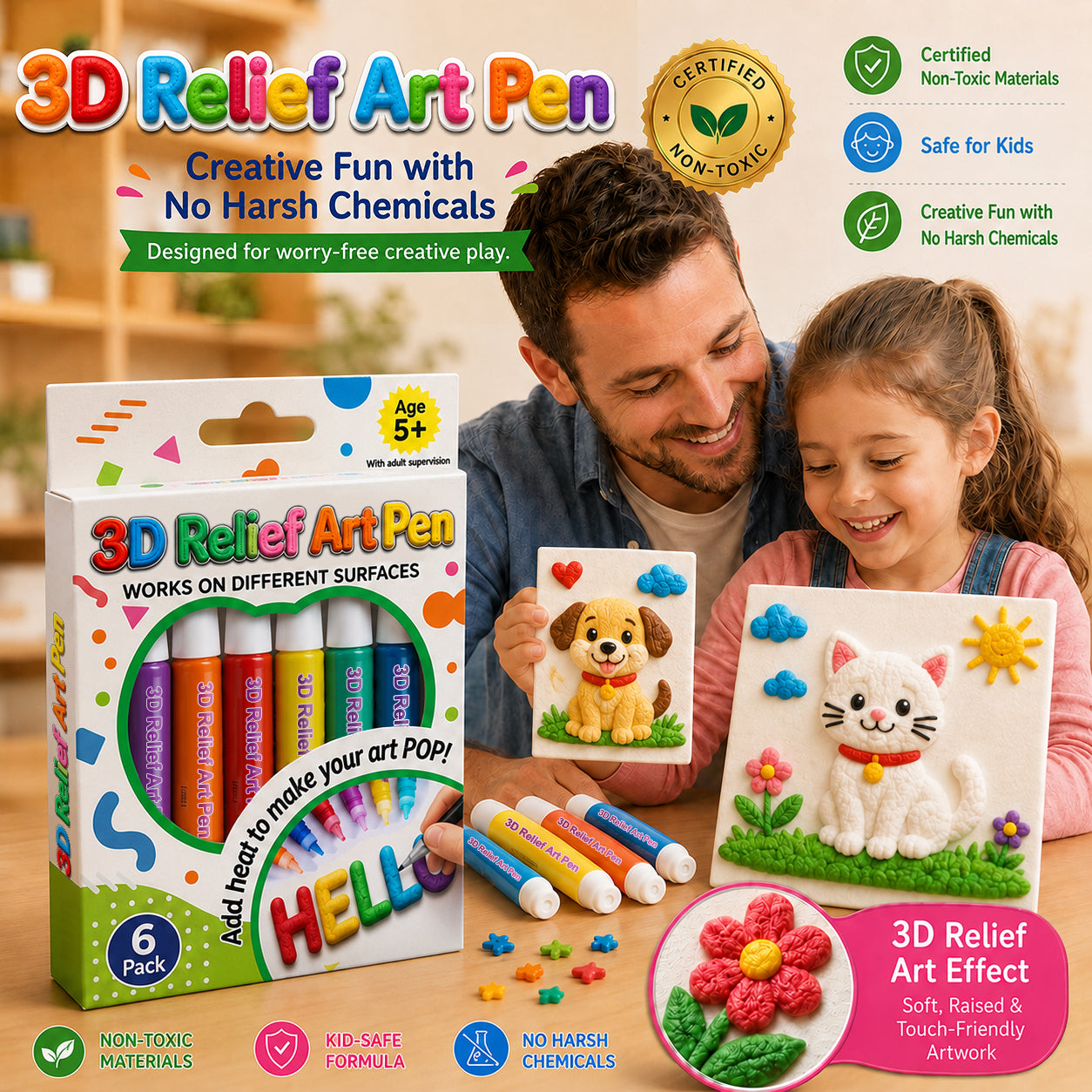 🦄👗Save66% by ordering today丨Ptolcno® 3D Relief Art Pen – Turn Flat Drawings Into Touchable 3D Art🪄