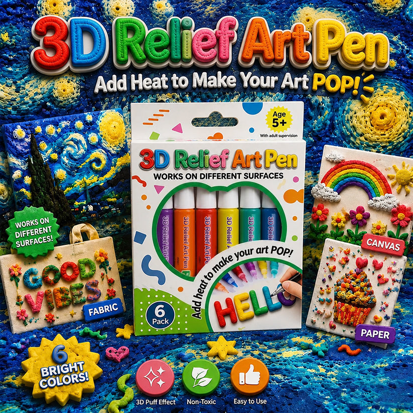 🦄👗Save66% by ordering today丨Ptolcno® 3D Relief Art Pen – Turn Flat Drawings Into Touchable 3D Art🪄