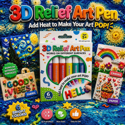 🦄👗Save66% by ordering today丨Ptolcno® 3D Relief Art Pen – Turn Flat Drawings Into Touchable 3D Art🪄