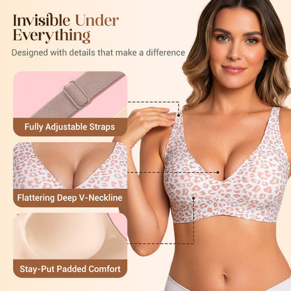 💜💜Jelly Wireless Womens Comfortable Wireless Bras Push Up Bralettes Seamless Tshirts Bras Deep V Everyday Bras