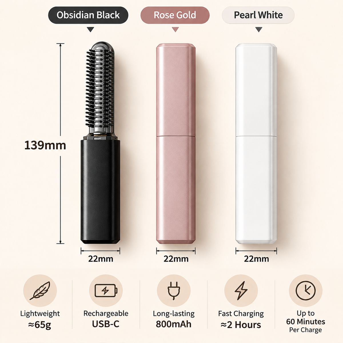 ✨Wireless Mini Hot Comb | Portable Bangs Straightener & Curler, No Heat Damage