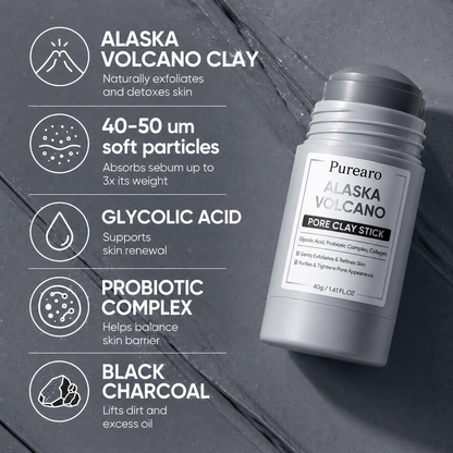 🌋 Purearo Clay Mask Stick Deep Pore Cleanse for Smoother Skin ✨