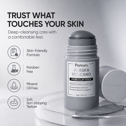 🌋 Purearo Clay Mask Stick Deep Pore Cleanse for Smoother Skin ✨